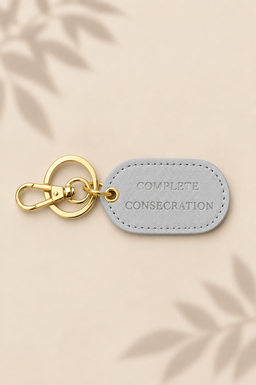 Grey Saffiano Leather Keychain